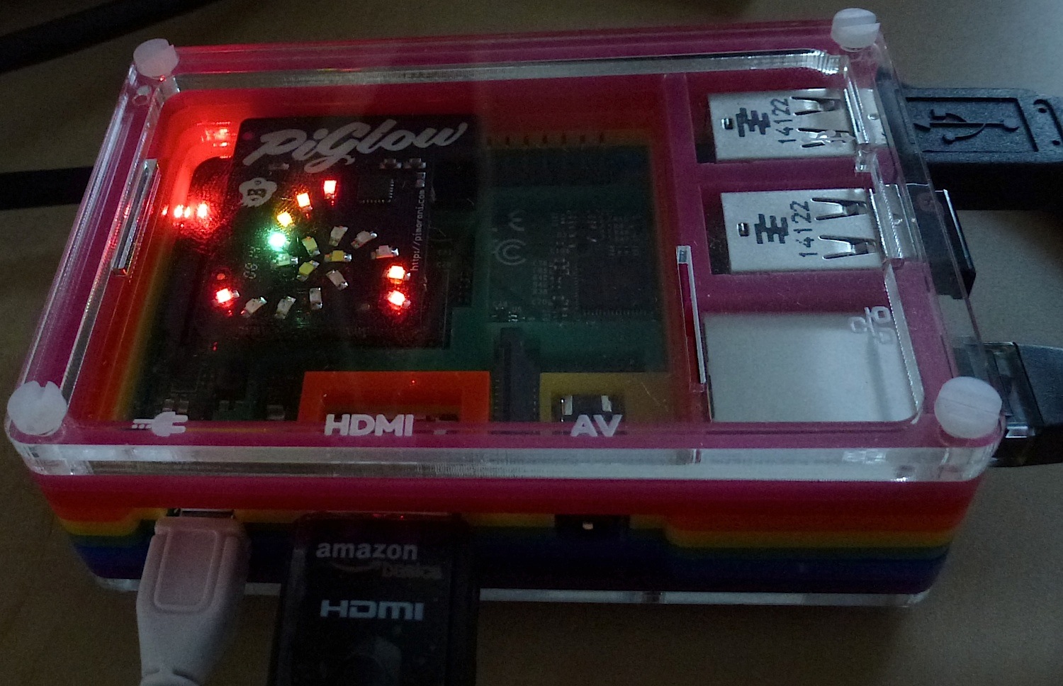 PiGlow in meinem Raspberry Pi Modell B+